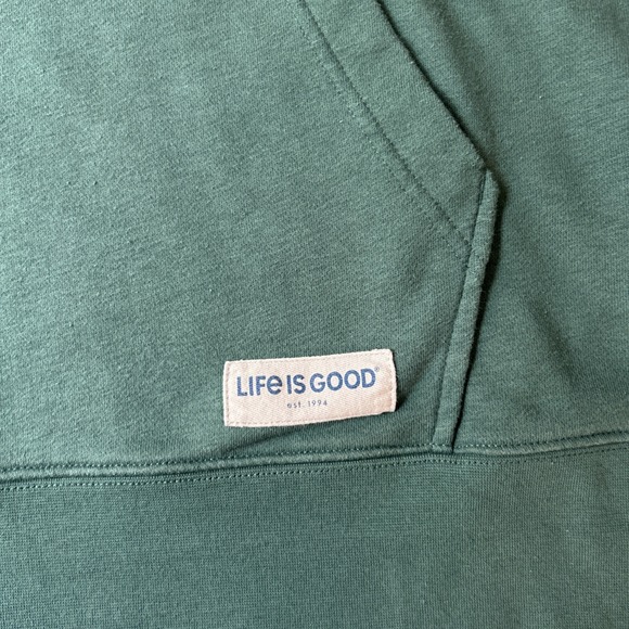 Life Is Good Green Hoodie Jeep "What A Long Strange Trip Its Been" Mens Sz Large - Picture 4 of 9